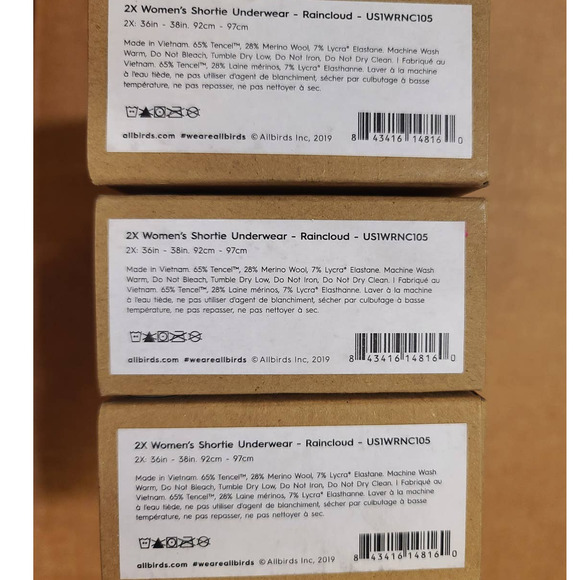 NWT allbirds Shortie underwear LOT of 3 - XXL / 2XL - raincloud - XXL / 2XL - Picture 3 of 4